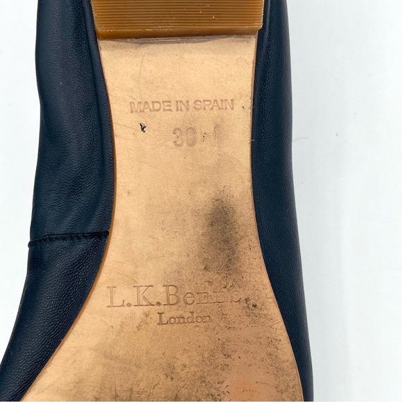 L.K Bennett Thea leather ballet flats Navy blue minimalist slip on shoes size 8 - Picture 13 of 13